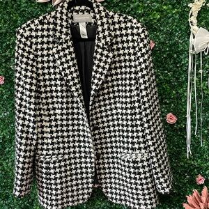 Liz Claiborn Size 14 Houndstooth Blazer Jacket